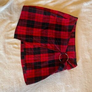 Almost Famous Red and Black Plaid Mini Skirt